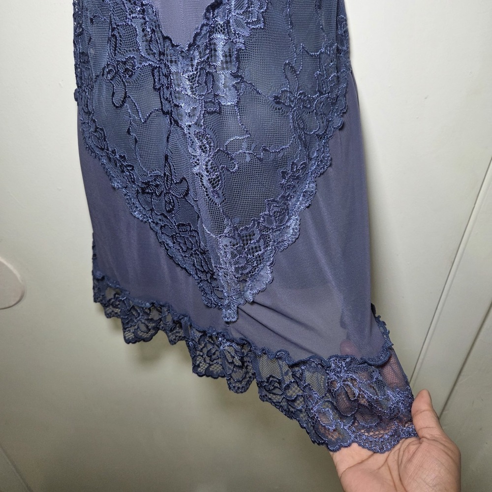 Blue Lace Mesh Babydoll Chemise Slip‎ Dress Women 1x 2x Coquette Romantic Fairy - Picture 4 of 8